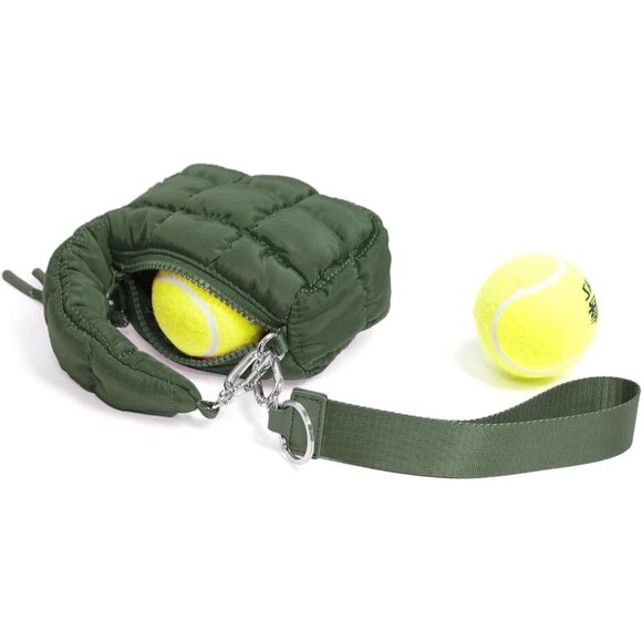 Women's Green Mini Cute Quilted Wristlet Charm Gift Pouch Puffer Evening Bag - Picture 3 of 6